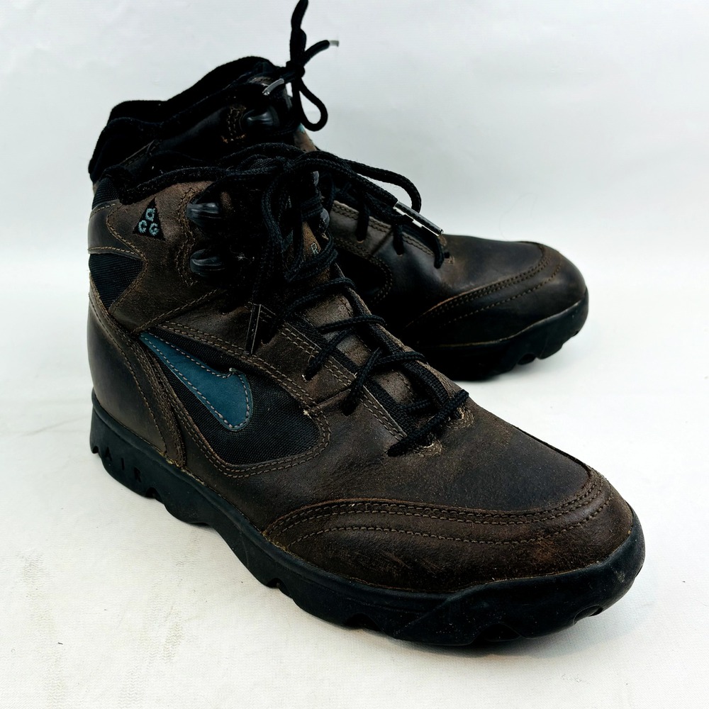 Vintage Nike Air ACG Hiking Boot Mens 6.5 Brown Leather Lace Up Ankle 185046